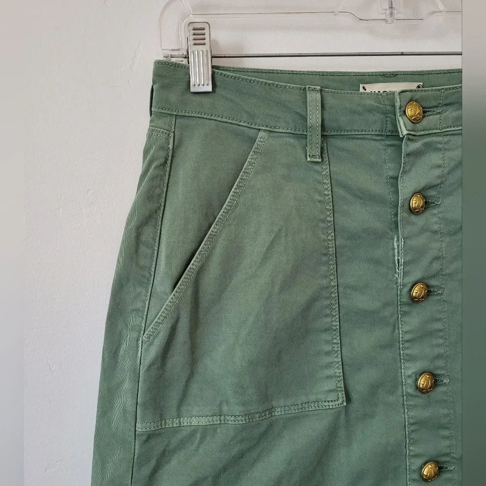 L'agence Dora Mini Skirt Green Canvas Denim Military Steampunk Boho Retro 25